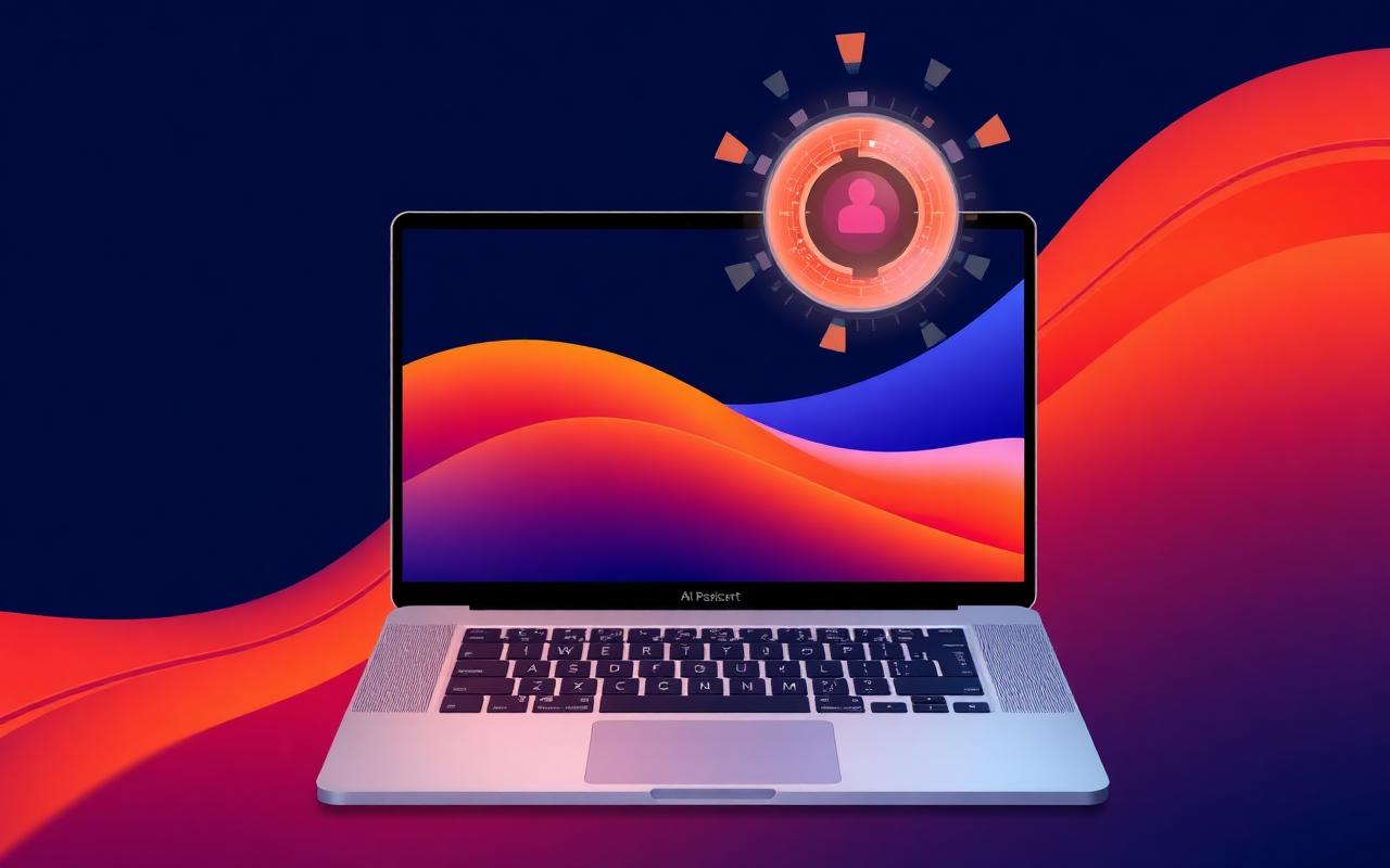 Alter AI copilot orb floating above a MacBook keyboard