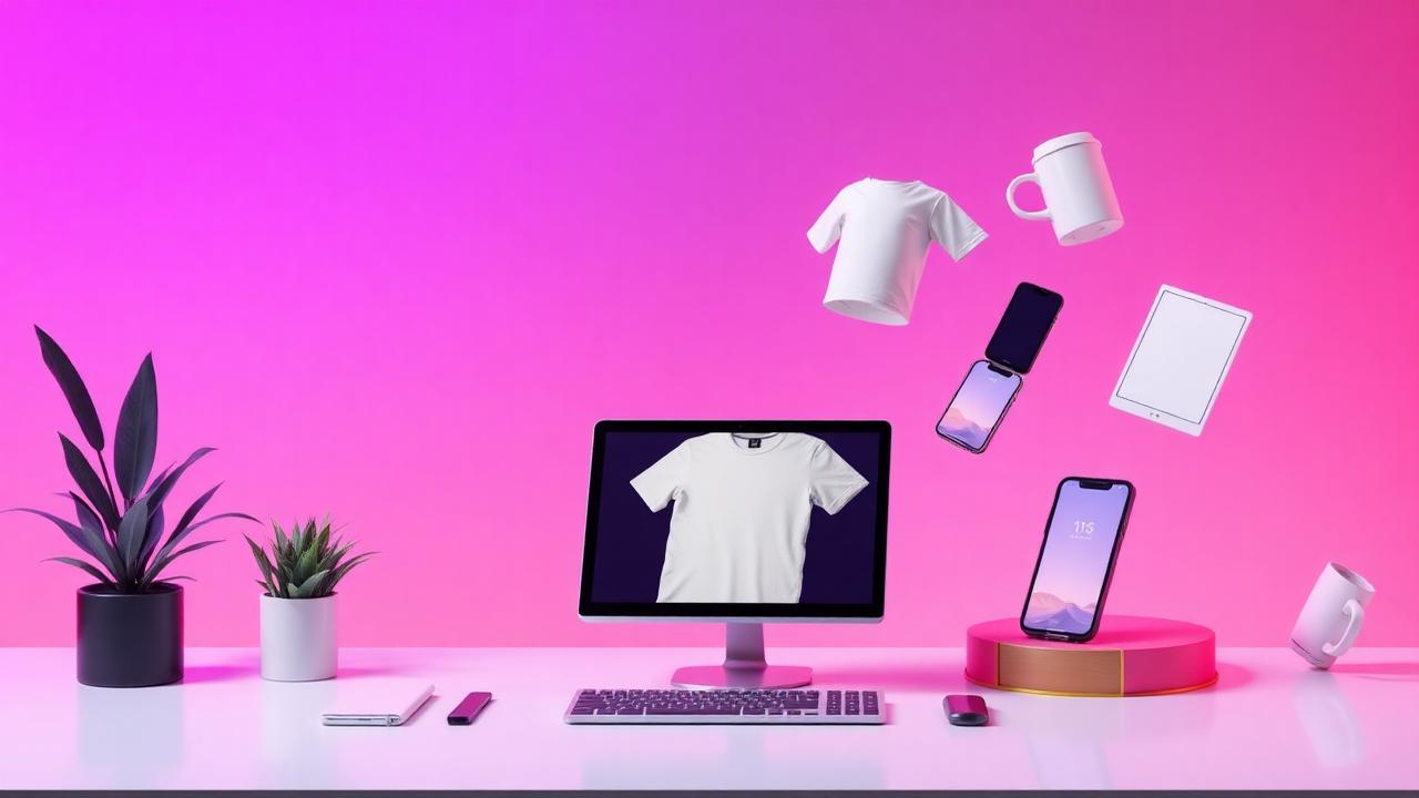 Mockey AI mockup generator review — product visuals on a desk